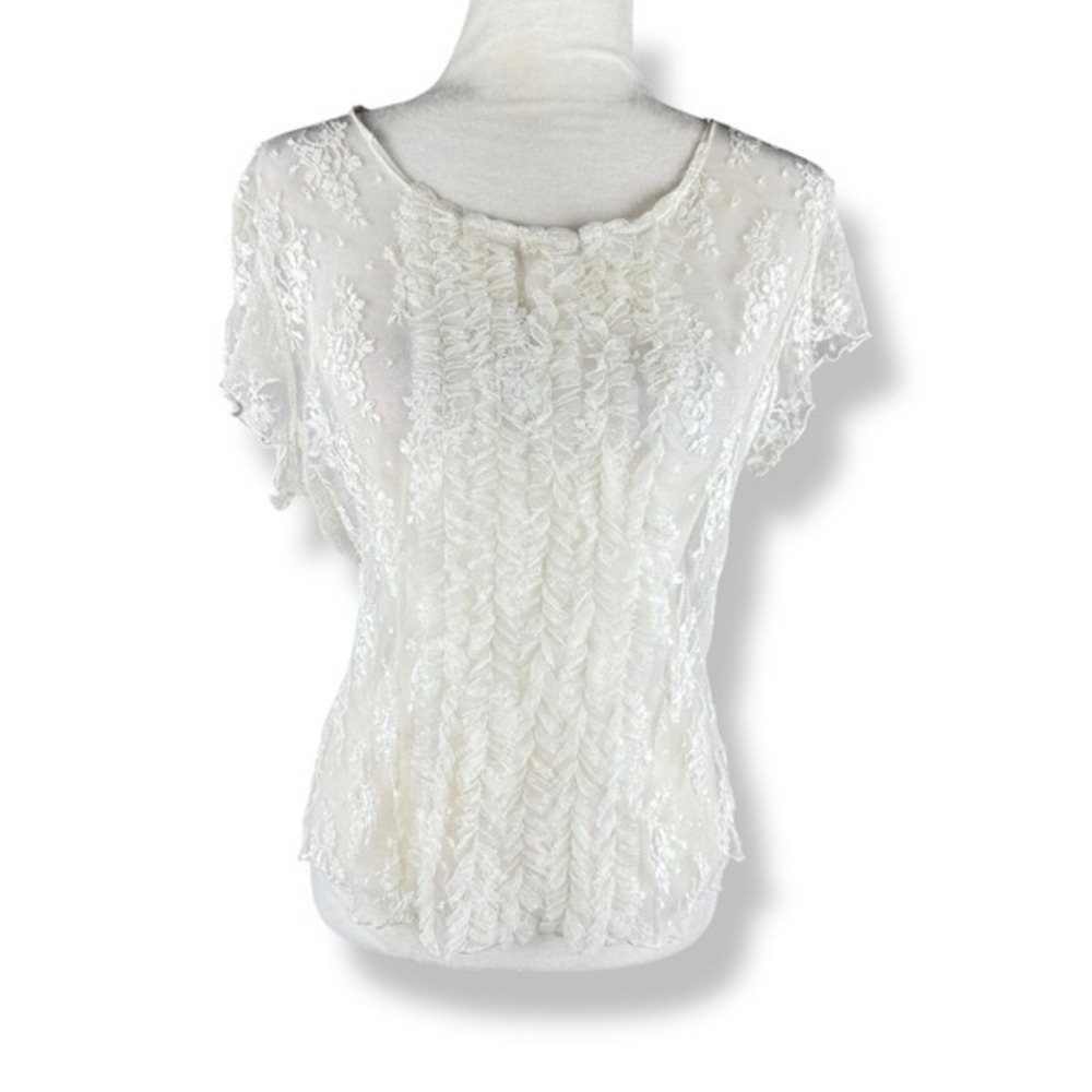 Vintage 90s Lace Top Womens Size Large Romantic Fairy‎ Coquette Sheer Angelcore
